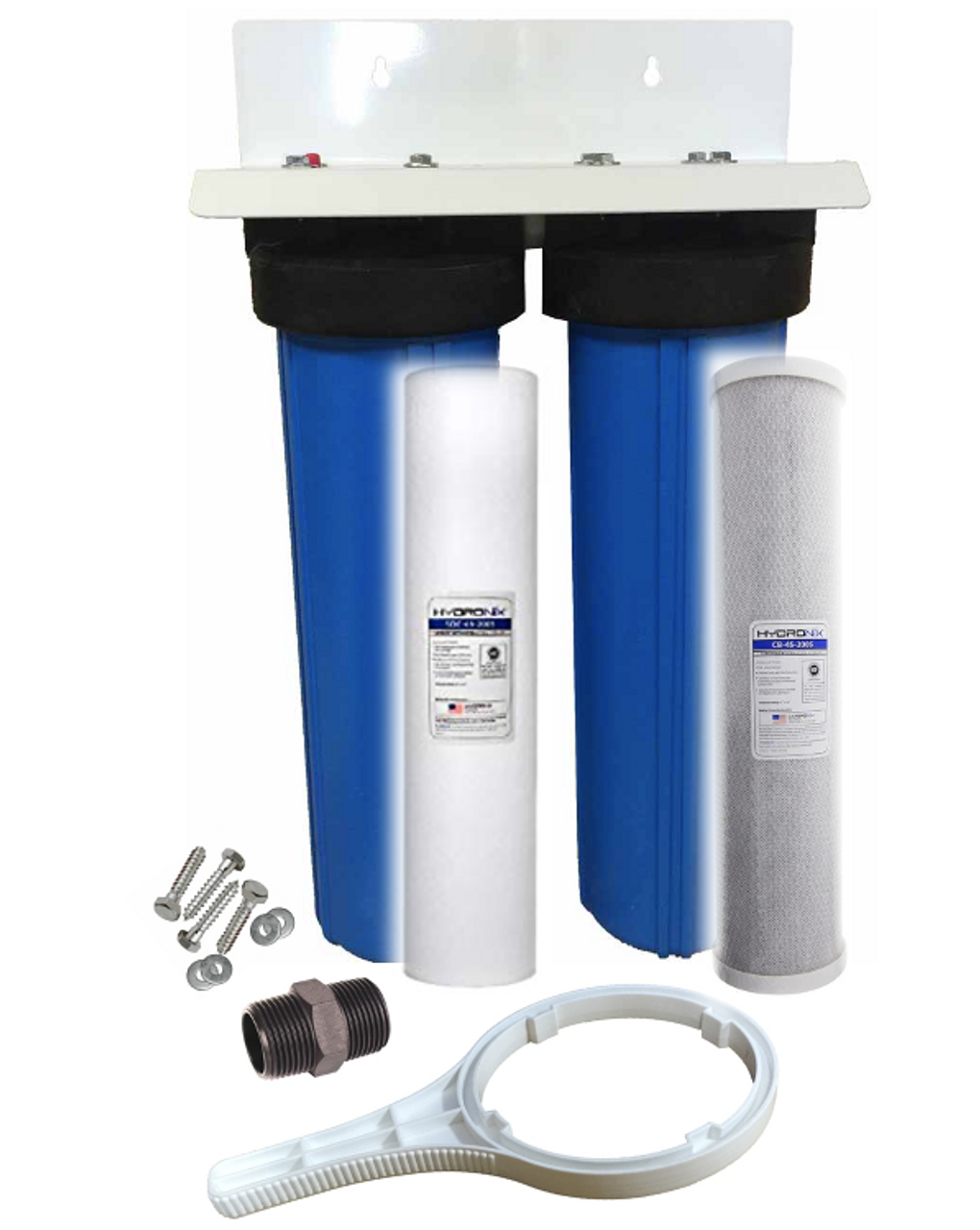 2- STAGE WHOLE HOUSE FILTER Carbon for Chlorine Removal &chemical Reduction Sediment Filter & Oder Removal 20” x 4.5” x 2