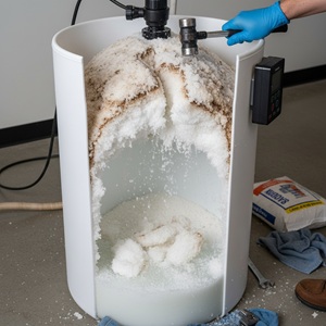 Emergency salt bridge repair in water softener brine tank