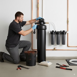 Iron and sulfur filter replacement to remove rust stains and odor