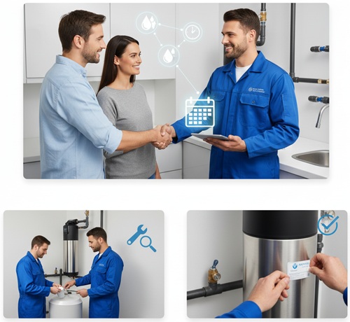 Technician consulting on Water Softener Maintenance Plain in Houston, TX