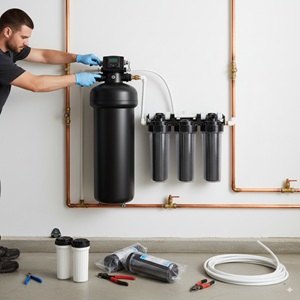 Whole house carbon filter upgrade installation